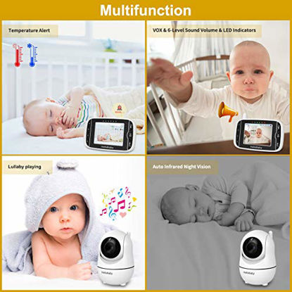 Picture of Video Baby Monitor with Camera and Audio, Remote Pan-Tilt-Zoom, Hellobaby Monitor Camera3.2'' LCD Screen, Infrared Night Vision, Temperature Display, Lullaby, Two Way Audio