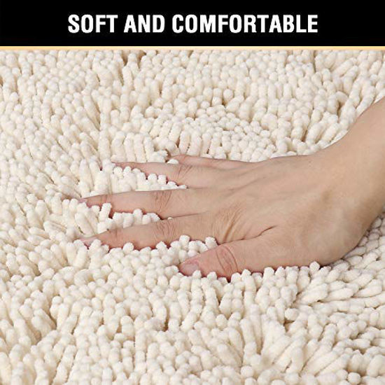 Picture of Microfiber Bath Rugs Chenille Floor Mat Ultra Soft Washable Bathroom Dry Fast Water Absorbent Bedroom Area Rugs, 24 x 36 - Inch, Ivory