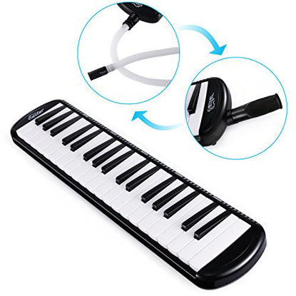 Picture of Eastar 37 Key Melodica Instrument with Mouthpiece Air Piano Keyboard,Carrying Bag Black