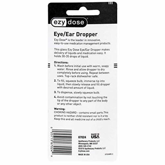 Picture of Ezy Dose Ear and Eye Medicine Dropper | For Liquid & Essential Oils | 1mL Capacity | Glass