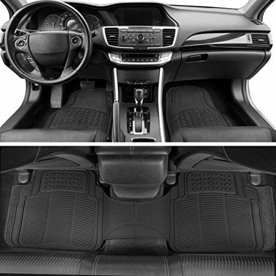 BDK Front and Back ProLiner Heavy Duty Car Rubber Floor Mats for Auto, 3  Piece Set 
