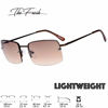 Picture of The Fresh Minimalist Small Rectangular Sunglasses Clear Eyewear Spring Hinge - Gift Box Package (302-Copper, Gradient Brown, 57)