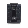 Picture of CyberPower CSP600WSU Surge Protector, 1200J/125V, 6-AC Swivel Outlets, 2 USB Charging Ports, Wall Tap Design Black Version