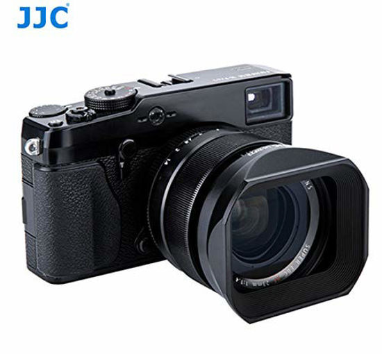 Picture of JJC LH-JXF23 Black Bayonet Metal Square Lens Hood for FUJINON XF 23mm F1.4 R XF 56mm F1.2 R XF 56mm F1.2 R APD, with Front Cap, Fuji 23mm F1.4 XF 56mm F1.2 Lens Hood, Replaces Fujifilm LH-XF23