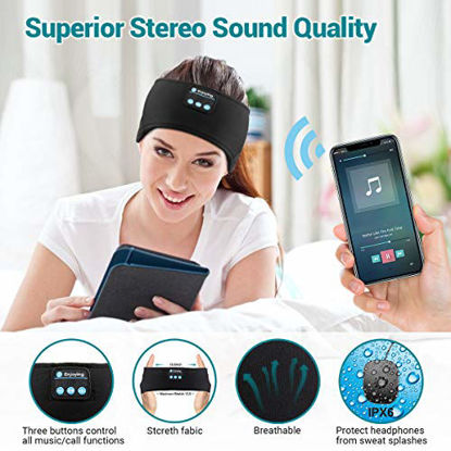 Picture of Sleep Headphones Bluetooth Headband Wireless Music Headband Headphones, Sports Sleeping Headband Headphones with Ultra-Thin HD Stereo Speakers Perfect for Side Sleepers Insomnia Workout, Jogging, Yoga