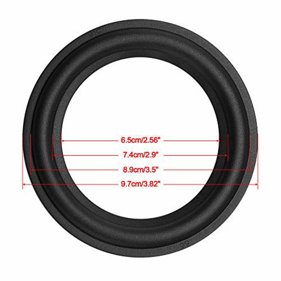 Picture of Bluecell 2pcs Black Color 4 Rubber Speaker Edge Surround Rings Replacement Parts for Speaker Repair or DIY (4")
