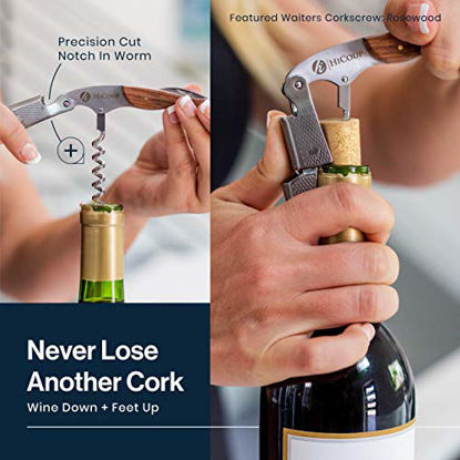 Picture of Professional Waiters Corkscrew by HiCoup - Rosewood Handle All-in-one Corkscrew, Bottle Opener and Foil Cutter, Used By Sommeliers, Waiters and Bartenders Around The World