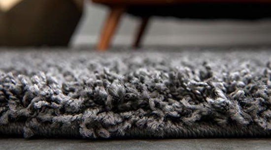 Picture of Unique Loom Solo Solid Shag Collection Modern Plush Graphite Gray Runner Rug (2' 6 x 19' 8)