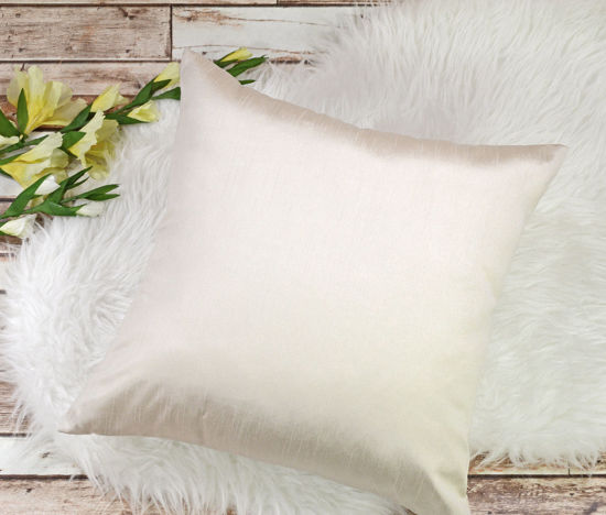 Picture of Aiking Home Solid Faux Silk Decorative Pillow Cover, Zipper Closure, 18 by 18 Inches, Ivory