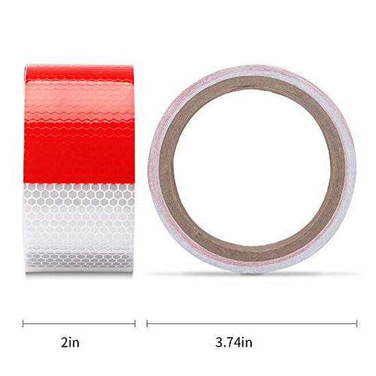 Picture of Starrey Reflective Tape Red White 2 in X 12 FT Waterproof Self Adhesive Trailer Safety Caution Reflector Conspicuity Tape for Trucks Cars 