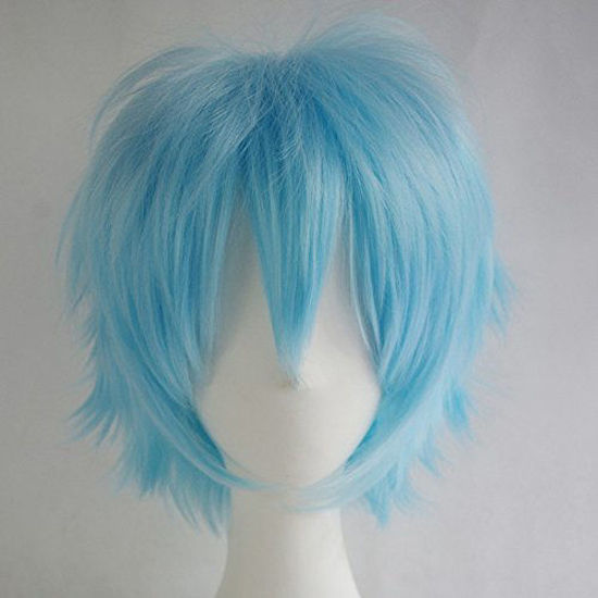 Picture of S-noilite Women Men Cosplay Hair Wig Short Straight Anime Party Dress Fluffy Costume Full Wigs Light Blue