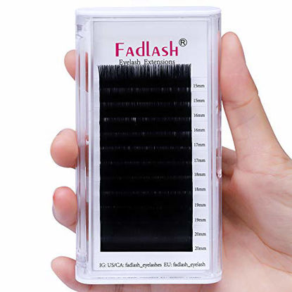 Picture of Eyelash Extensions 0.10mm Individual Lashes C Curl 15-20mm Mixed Tray Natural Semi Permanent Eyelashes Classic Lashes Faux Mink Lashes Salon Use by FADLASH (0.10-C, Mix 15-20mm )