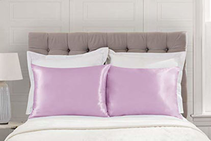 Picture of Luxury Satin Pillowcase for Hair - Queen Satin Pillowcase with Zipper, Pink (1 per Pack) - Blissford