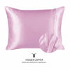 Picture of Luxury Satin Pillowcase for Hair - Queen Satin Pillowcase with Zipper, Pink (1 per Pack) - Blissford