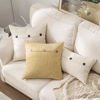 Picture of MIULEE Set of 2 Decorative Linen Throw Pillow Covers Cushion Case Triple Button Vintage Farmhouse Pillowcase for Couch Sofa Bed 24 x 24 Inch Cream White