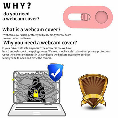 Picture of Slide Webcam Cover Ultra Slim 0.027inch Web Camera Cover for Computer, Dell HP Lenovo Laptop, iMac, MacBook Pro, Smartphone, Slider Camera Blocker Protect Privacy and Securtiy(Pink-2Pack)