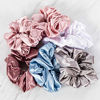 Picture of HARLOW Designer Silk Scrunchies for hair, Big Scrunchies Satin Packs for VSCO stuff, Hair Scrunchies - 6 Pack (Blush Silk)