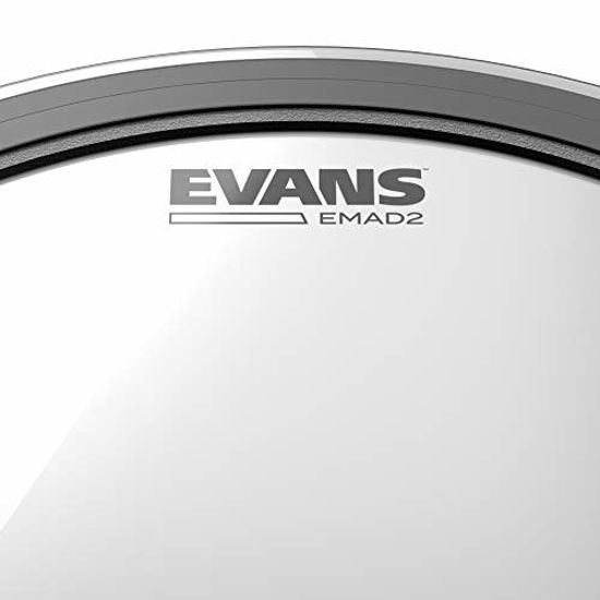 Picture of Evans EMAD2 Clear Bass Drum Head, 20 - Externally Mounted Adjustable Damping System Allows Player to Adjust Attack and Focus - 2 Foam Damping Rings for Sound Options - Versatile for All Music Genres