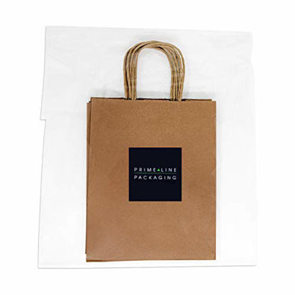 Picture of Brown Kraft Paper Shopping Bags 80% PCW, Paper Bags with Handles, Gift Bags, Brown Bags Bulk 25 Pcs 8x4x10"-Cub