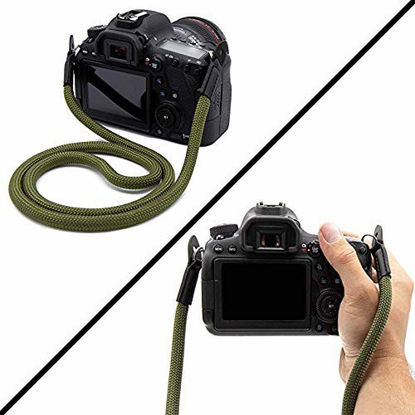 Picture of Eorefo Camera Strap Vintage 100cm Nylon Climbing Rope Camera Neck Shoulder Strap for Micro Single and DSLR Camera.(Dark Green)