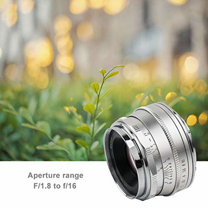 Picture of Pergear 25mm F1.8 Manual Focus Fixed Lens for Fujifilm Fuji Cameras X-A1 X-A10 X-A2 X-A3 A-at X-M1 XM2 X-T1 X-T3 X-T10 X-T2 X-T20 X-T30 X-Pro1 X-Pro2 X-E1 X-E2 E-E2s X-E3 (Sliver)