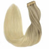 Picture of GOO GOO Human Hair Extensions Tape in 20 Inch Ombre Ash Blonde to Golden Blonde and Platinum Blonde Tape in Hair Extensions Human Hair 20pcs 50g Remy Hair Extensions