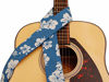 Picture of MUSIC FIRST Original Design, 2 inch width (5cm), Hawaii Style Blue and White Plumeria Soft Cotton & Genuine Leather Delux Banjo Strap, With 2 pieces of MUSIC FIRST Leather Strap Locker.