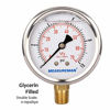 Picture of MEASUREMAN 2" Dial Size, Glycerin Filled Plumbing Pressure Gauge, 0-100psi, Black Steel Case, 1/4"NPT Lower Mount