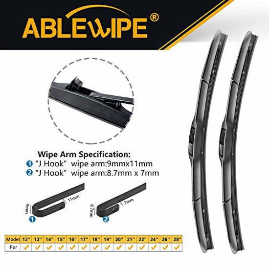 Picture of ABLEWIPE Windshield Hybird Wiper 26" + 18" Front Window Wiper Blades Model 18O13B(Set of 2)