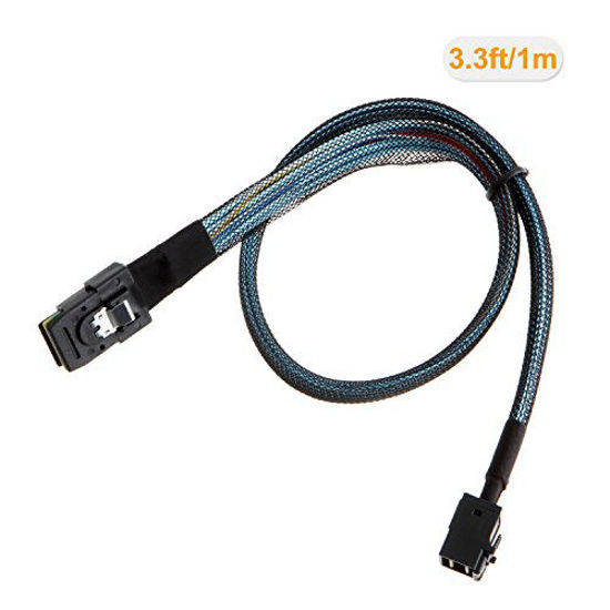 Picture of CableCreation Internal Mini SAS HD Cable, 3.3FT Mini SAS SFF-8643 to Mini SAS 36Pin SFF-8087 Cable, Mini SAS 36Pin to SFF-8643 Cable, 1M / 3.3FT