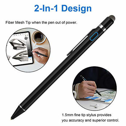 Picture of Stylus Pens for Touch Screens, NTHJOYS Universal Fine Point Stylus for iPad, iPhone, Samsung, iOS/Android Smart Phone and Other Tablets, Active Stylus Stylist Pen Pencil for Precise Writing/Drawing