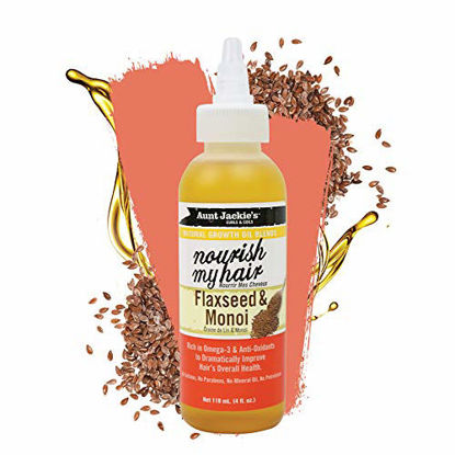 Picture of Aunt Jackie's Natural Growth Oil Nourish My Hair Flaxseed & Monoi, 4oz, 4 Oz
