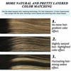 Picture of GOO GOO Hair Extensions Human Hair Natural Black to Light Blonde, 80g Halo Hair Extensions 18 Inch Straight Real Invisible Wire Hair Extensions Flip Hair Extensions with Transparent Line Hairpiece