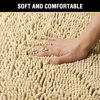 Picture of Ultra Soft Texture Chenille Plush Bath Rugs Floor Mats, Hand Tufted Bath Rug Non Slip Microfiber Door Mat for Kitchen / Entryway / Living Room, 32 by 20 inches, Beige