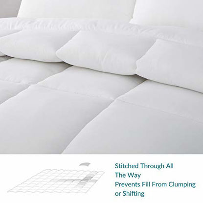 Picture of Bedsure Queen Comforter Duvet Insert White - Quilted Bedding Comforters for Queen Bed with Corner Tabs