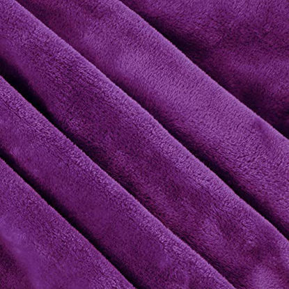 Picture of Exclusivo Mezcla Flannel Fleece Velvet Plush Soft Throw Blanket - 50" x 60" ( Purple)