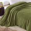 Picture of Exclusivo Mezcla Twin Size Flannel Fleece Velvet Plush Bed Blanket as Bedspread/Coverlet/Bed Cover (60" x 80", Olive Green) - Soft, Lightweight, Warm and Cozy