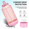 Picture of Elvira Large 1 Gallon/128 oz Motivational Time Marker Water Bottle with Straw & Protective Silicone Boot, BPA Free Anti-slip Leakproof for Fitness, Gym and Outdoor Sports-Light Pink