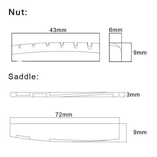 Picture of 6 String Acoustic Guitar Bone Bridge Saddle and Nut Made of Real Bone Pack of 2 Sets