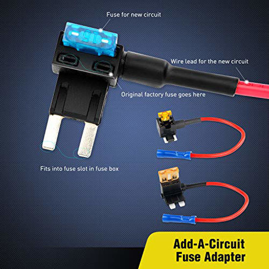 Picture of Nilight - 50040R 10 Pack 12V Car Add-a-Circuit Fuse Adapter with Standard and Mini TAP Profile TAP Blade Fuse for Cars Trucks Boats,2 Years Warranty