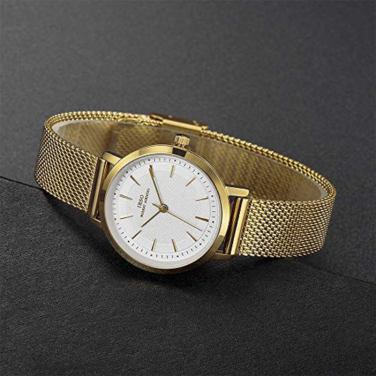 Picture of Women Stainless Steel Band Watches Ladies Quartz Wristwatches Waterproof Mesh Bracelet Watch Relogio Feminino (3638 Gold)