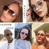 Picture of Dollger Rimless Rectangle Sunglasses for Women Fashion Frameless Square Glasses for Men Ultralight UV400 Eyewear Unisex Tea