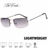 Picture of The Fresh Minimalist Small Rectangular Sunglasses Clear Eyewear Spring Hinge - Gift Box Package (203-Silver, Gradient Grey, 51)