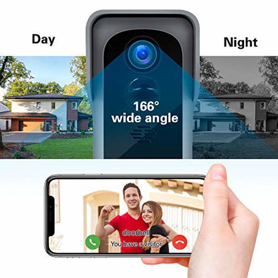 Picture of 2020 Upgrade WiFi Video Doorbell Camera, 1080P Wireless Home Security Front Door Bell , 32GB SD Card/Chime, Bullet Camera Doorbell Wi-Fi with Motion Detector Waterproof, 2-Way Audio/166° Wide Angle