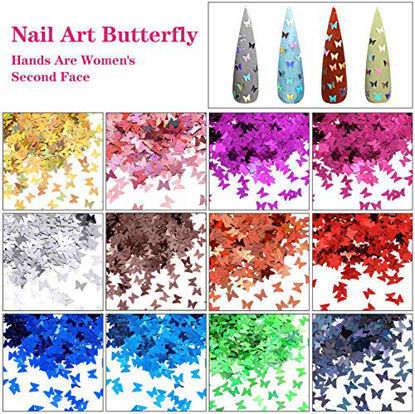 Picture of 48 Colors Dried Flowers Nail Art Butterfly Glitter Flake 3D Holographic, Tufusiur Dry Flower Nails Sequins Acrylic Supplies Face Body Gifts for Decoration Accessories & DIY Crafting