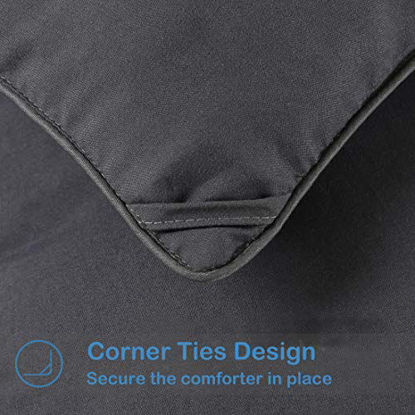 Picture of EASELAND All Season Full Size Soft Quilted Down Alternative Comforter Hotel Collection Reversible Duvet Insert with Corner Tabs,Winter Warm Fluffy Hypoallergenic,Dark Grey,82 by 86 Inches