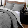 Picture of downluxe Lightweight Solid Comforter Set (Twin) with 1 Pillow Sham - 2-Piece Set - Charcol and Grey - Down Alternative Reversible Comforter