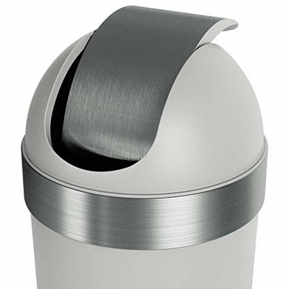 Picture of Umbra Venti Swing-Top 16.5-Gallon Kitchen Trash Lid- Large, 35-inch Tall Garbage Can for Indoor, Outdoor or Commercial Use, Grey