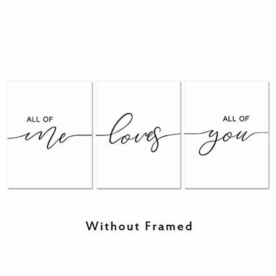 Picture of Set of 3, All of Me Loves All of You Print Quote, Bedroom Print Set, Minimalist Wall Art, Bedroom Poster, Above Bed Artwork, Home Decor,11x14inch Unframed