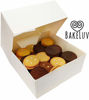 Picture of BakeLuv White Bakery Boxes with Window 6x6x2.5 inches | 25 Pack | Auto-Popup | Thick & Sturdy 350 GSM | Cookie Boxes with Window Bakery Boxes for Cookies, Cake Boxes, Donut Boxes, Pastry Boxes